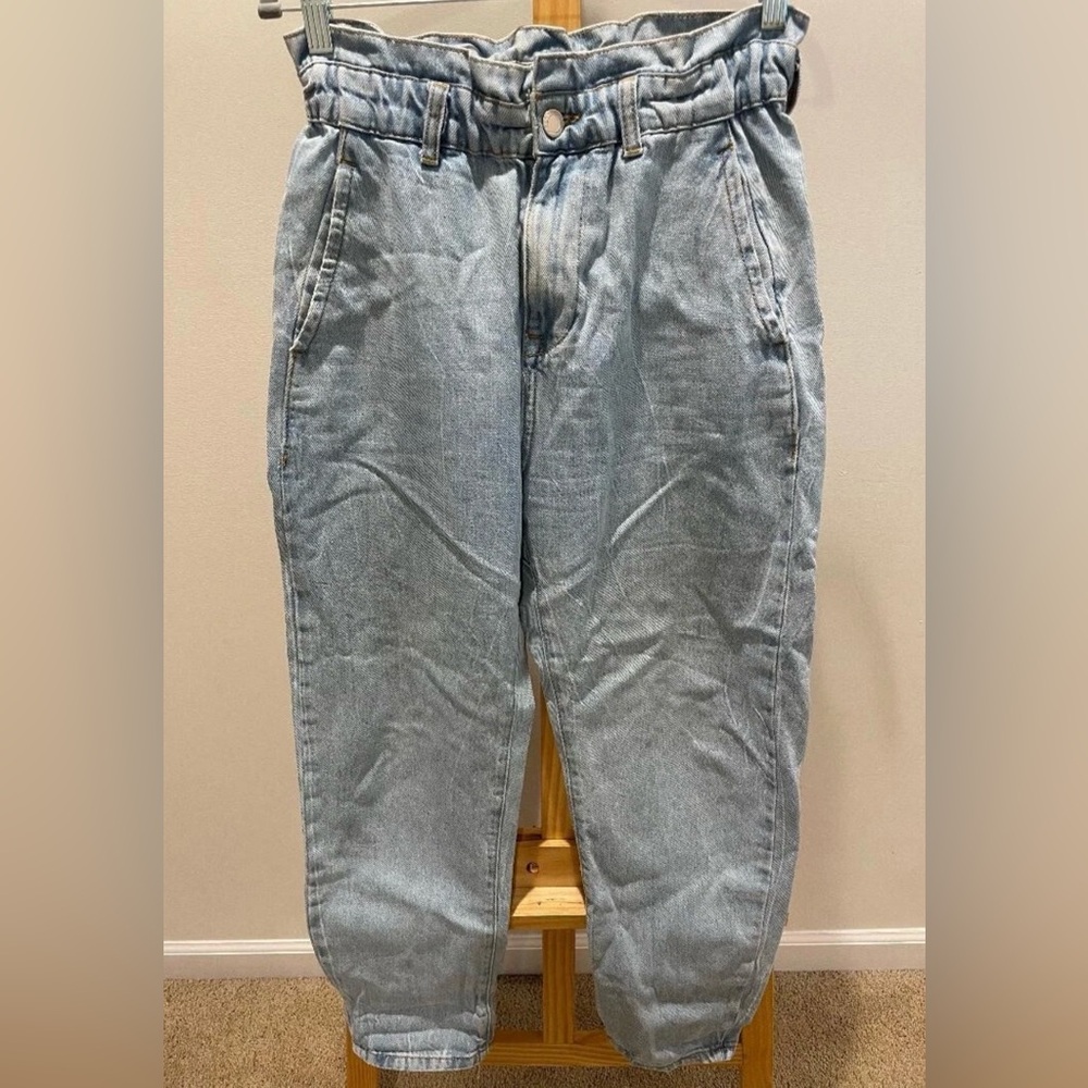 Zara Light Blue Denim Paperbag Jeans